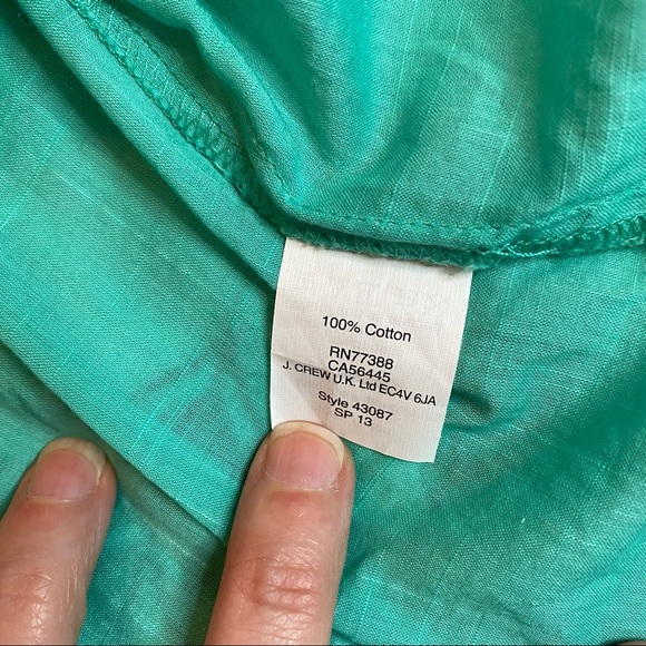 J. Crew Womens Top Green Button Front Smocked Bodice Sleeveless - Picture 5 of 5